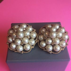 Vintage Gold Tone and Faux Pearl Earrings